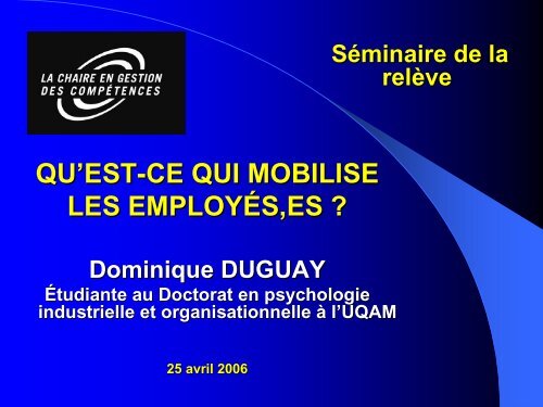 Dominique Duguay - Chaire de gestion des compétences - UQAM