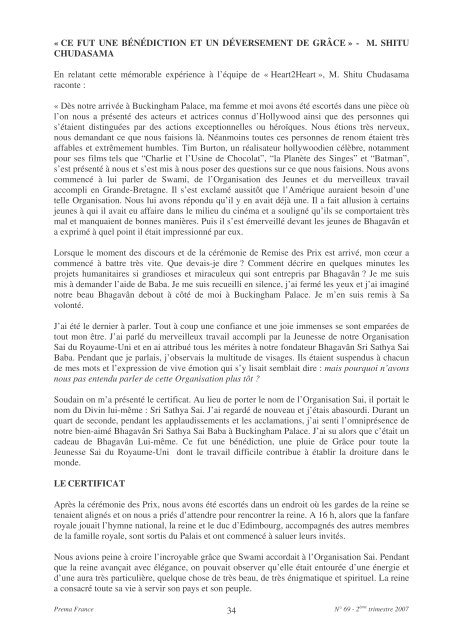 Prema - La revue de l'Organisation Sathya Sai France