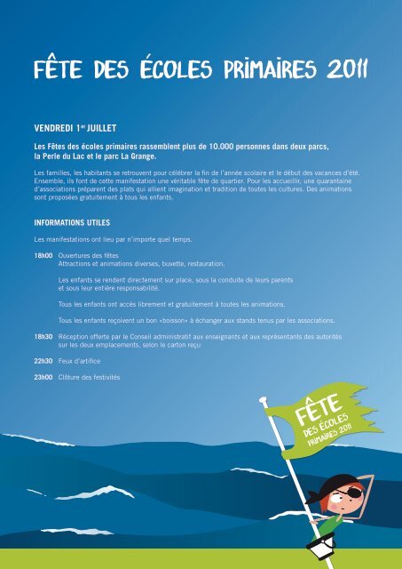 Fête des écoles primaires 2011 - programme - Ville de Genève