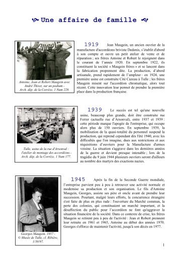Les accordeons MAUGEIN - Archives départementales Corrèze