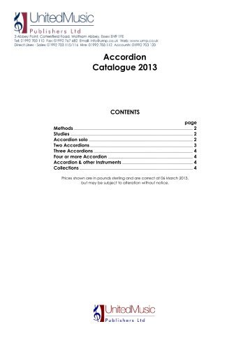 Accordion Catalogue 2013 - United Music Publishers