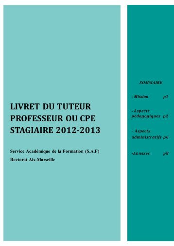 le Livret du Tuteur - Académie d'Aix-Marseille