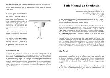 Petit Manuel du Sacristain - Paroisse de la Trinite en Bray