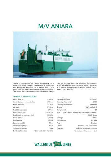 M/V ANIARA - Wallenius Wilhelmsen Logistics