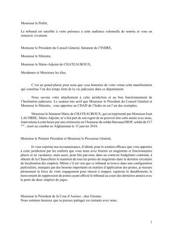 Discours de M PUEL - 47.2 kOctets - PDF - CA Bourges