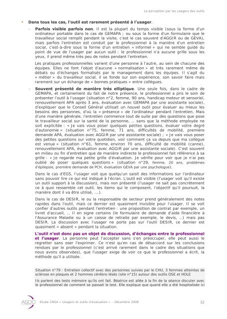 ETUDE PERCEPTION PAR LES USAGERS DES OUTILS D ... - Cnsa