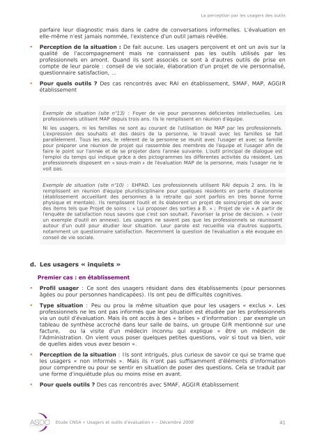 ETUDE PERCEPTION PAR LES USAGERS DES OUTILS D ... - Cnsa