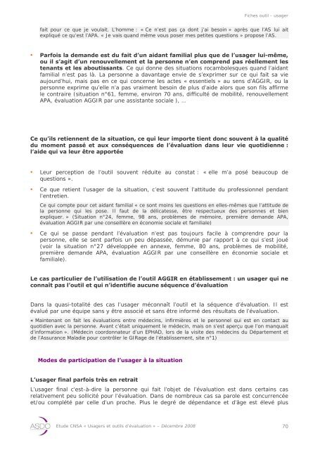 ETUDE PERCEPTION PAR LES USAGERS DES OUTILS D ... - Cnsa