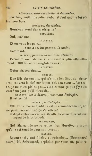 La vie de bohème, piéce en cinq actes, mélée de chants