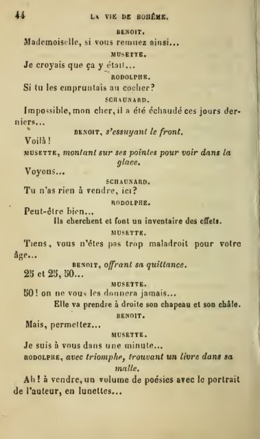 La vie de bohème, piéce en cinq actes, mélée de chants