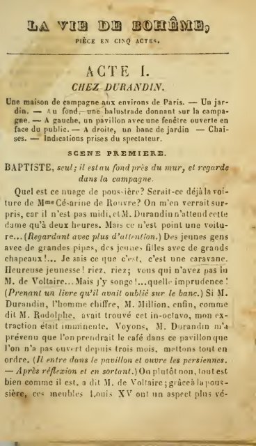 La vie de bohème, piéce en cinq actes, mélée de chants