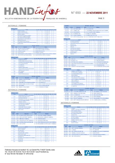 N° 650 — 22 NOVEMBRE 2011 - Fédération française de handball