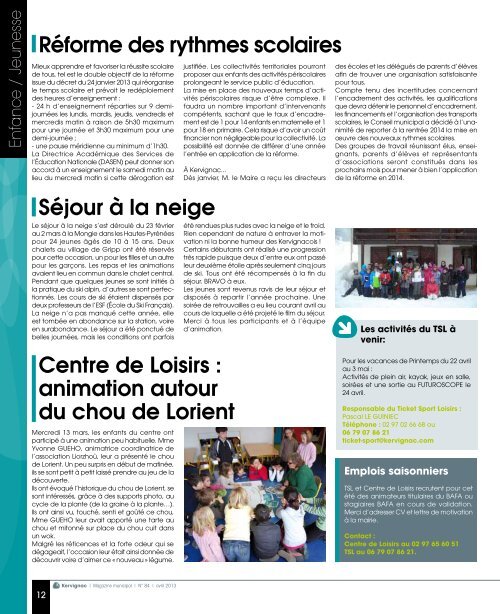 Magazine municipal d'Avril 2013 - Mairie de Kervignac