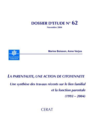 Dossier d'études n° 62 - Caf.fr