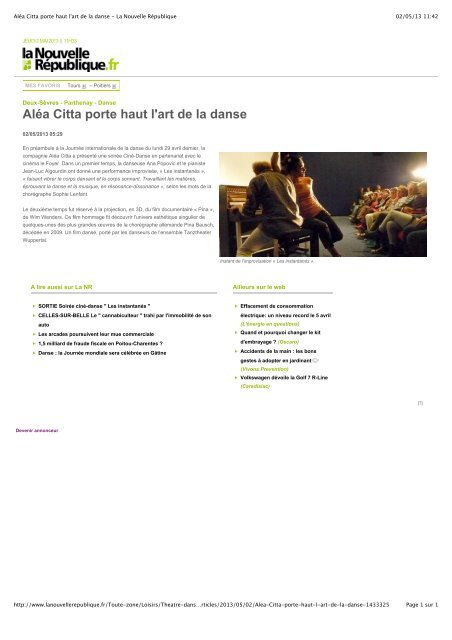 Aléa Citta porte haut l'art de la danse - La Nouvelle République