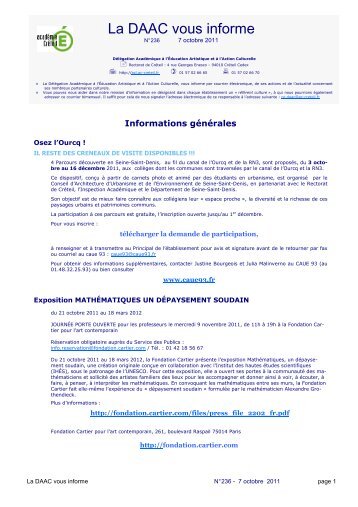 La DAAC vous informe n°236 - Accueil DAAC - Académie de Créteil