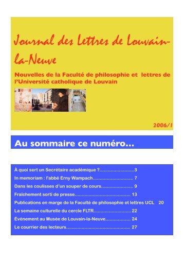 Lettres de LLN 2006/1 illustrées - Journal des Lettres de Louvain-la ...