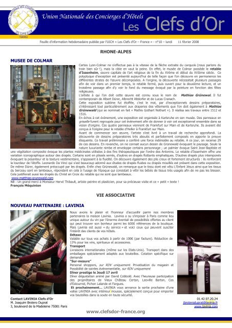 Newsletter N° 10 - Les clefs d'or France