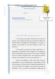 Objets et phénomènes transitionnels - [7p-291Ko] - Tabledesable.fr