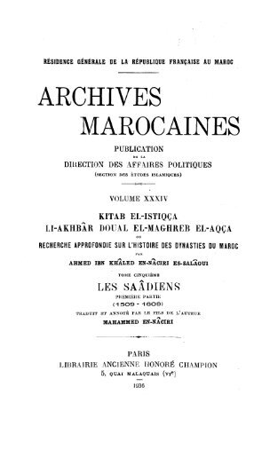 ARCHIVES MAROCAINES - Bibliothèque Numérique Marocaine