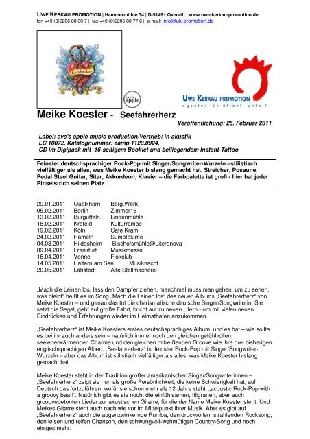 Meike Koester - Seefahrerherz - Uwe Kerkau Promotion