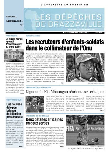 Les Dépêches de Brazzaville du Vendredi 18 Juin