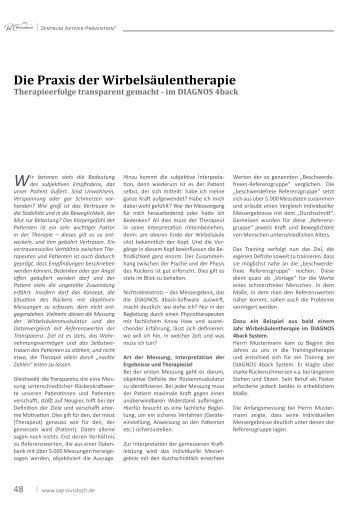 Die Praxis der Wirbelsäulentherapie - Zentrum Aktiver Prävention