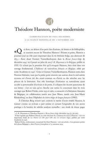 Théodore Hannon, poète moderniste - Académie royale de langue ...