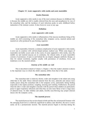 1 Chapter 13: Acute suppurative otitis media and acute mastoiditis ...