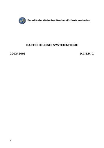 Bactériologie systématique - 100%Pharmacie