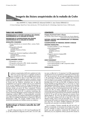 Imagerie des lésions anopérinéales de la maladie de Crohn - SNFGE