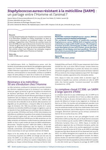 Staphylococcus aureus résistant à la méticilline (SARM) : un partage ...