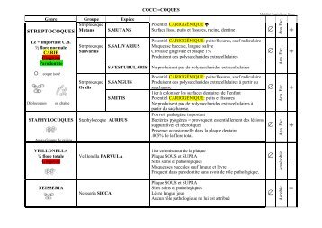 Tableau des microorganismes