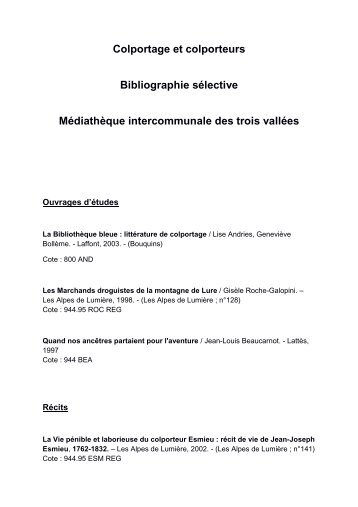Bibliographie-colporteurs - Académie d'Aix-Marseille