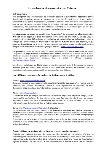 La recherche documentaire sur Internet - Académie de Nancy-Metz