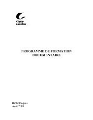 Programme de formation documentaire - Cégep Limoilou