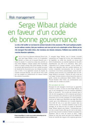 Serge Wibaut plaide en faveur d'un code de bonne gouvernance