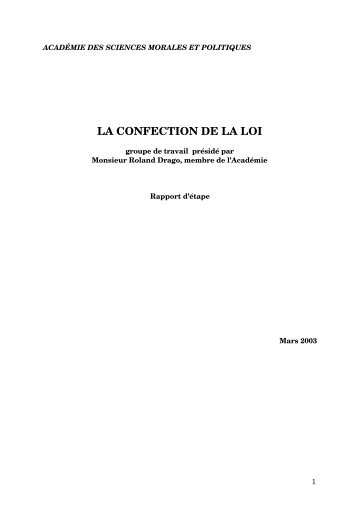 la confection de la loi - Académie des sciences morales et politiques