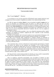 RÉCEPTION DE JEAN SALETTE - Académie d'Agriculture de France