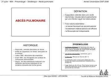 Abcès pulmonaire - Faculté de médecine de Montpellier