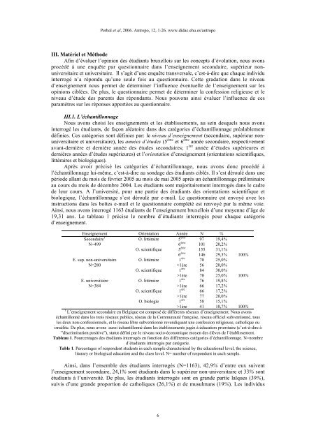 Evaluation de l'opinion des étudiants de l'enseignement ... - Antropo