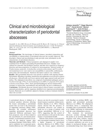 Clinical and microbiological characterization of periodontal ... - Tard.tw