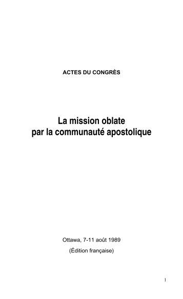 La mission oblate par la communauté apostolique - OMI World