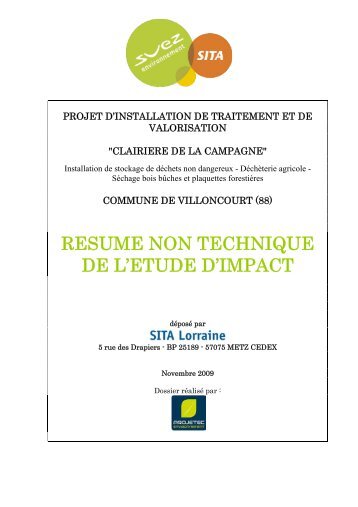 Résumé non technique de l'étude d'impact - Préfecture des Vosges