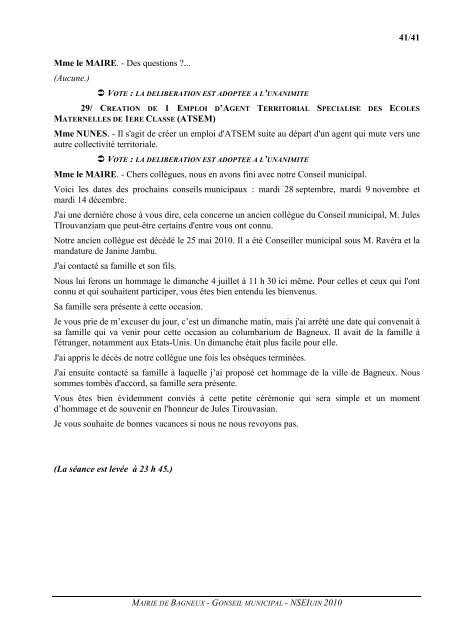 Compte-rendu détaillé - Bagneux