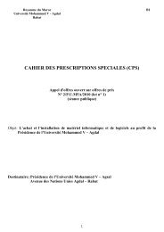 cahier des prescriptions speciales (cps) - Université Mohammed V ...