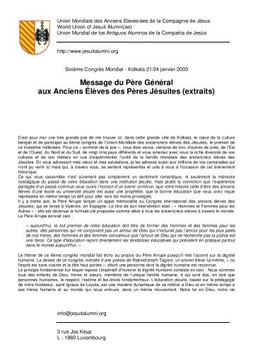 Message du Père Général aux Anciens Élèves des Pères Jésuites ...