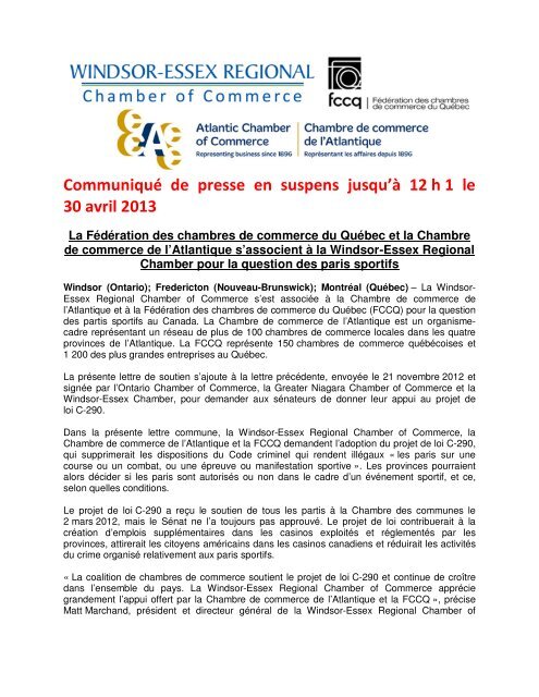 Communiqué de presse en suspens jusqu'à 12 h 1 le 30 avril 2013