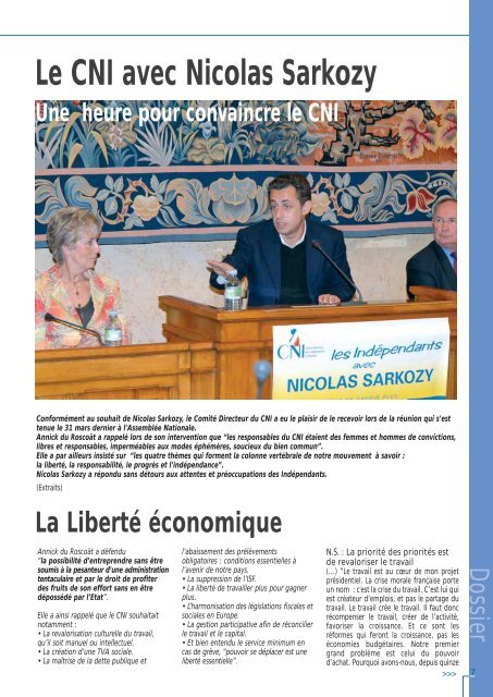 LE CNI avec Nicolas Sarkozy - Centre National des Indépendants et ...