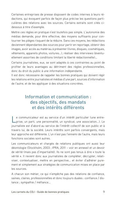 Les journalistes et leurs sources Guide de bonnes pratiques - AJP.be